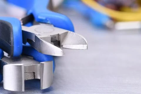 Electrician tools on table close-up Stock Photos