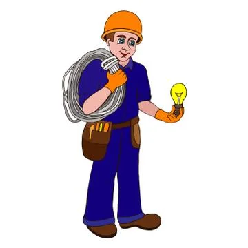 Electrician on a white background Stock Illustration