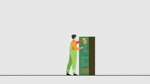 Electrician At Work Animation Alpha Channel Stock Footage 290402810