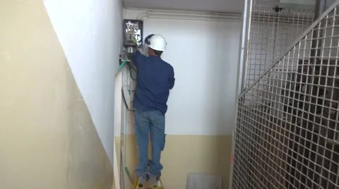 Electrician at work Stock Footage 48363776