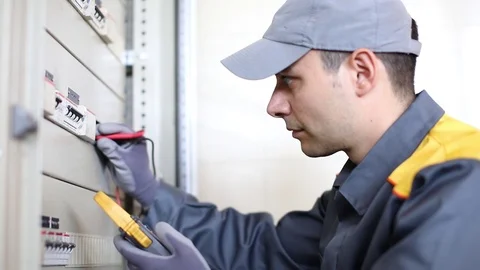 Electrician at work Stock Footage 95767545