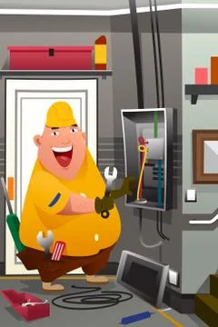 Electrician at Work Stock Illustration