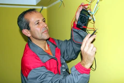 Electrician at Work Stock Photos