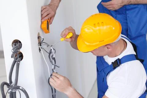 Electrician at work Stock Photos