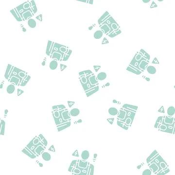 Electrician worker glyph seamless pattern Stock Illustration