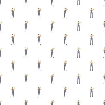 Electrician worker holding lightning bolt seamless pattern Stock Illustration