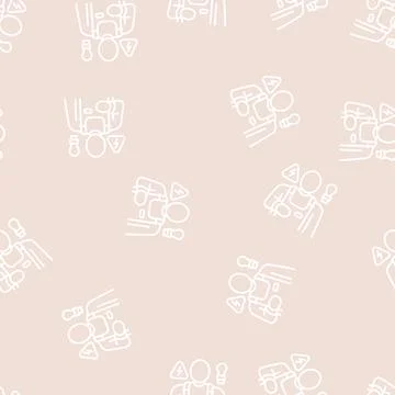 Electrician worker line seamless pattern Stock Illustration