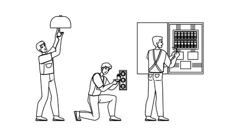 Electrician worker vector 스톡 일러스트