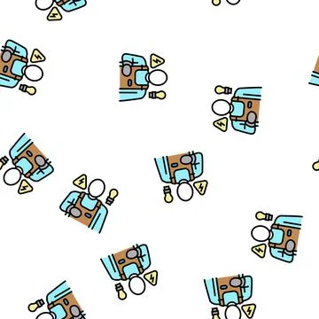 Electrician worker vector seamless pattern Stock Illustration