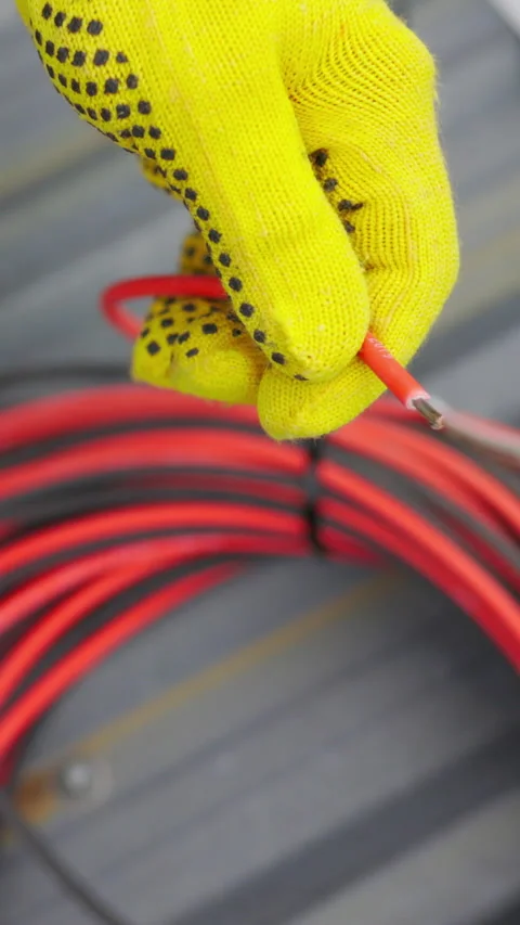 Electricians Hand with Wire Stock Footage 319597103