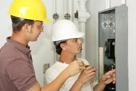 Electricians Wiring Panel Stock Photos