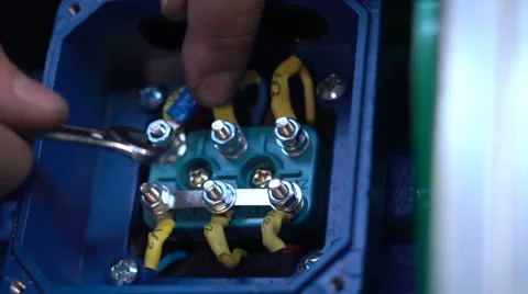 Electricians work. close-up. Slow Motion Video stock 63621217