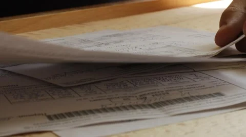 Electricity and water bills at home Stock Footage 59764027