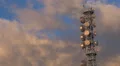 Electricity antenna cloudy sky modern network pylon electrical radio station day HD Footage
