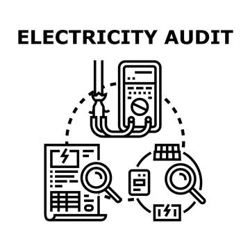 Electricity audit checking energy consumption and efficiency concept Stock Illustration