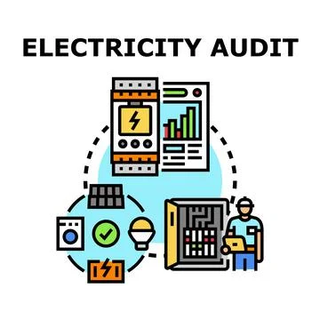 Electricity audit concept checking energy consumption efficiency Stock Illustration