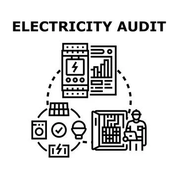 Electricity audit concept checking energy consumption efficiency Stock Illustration