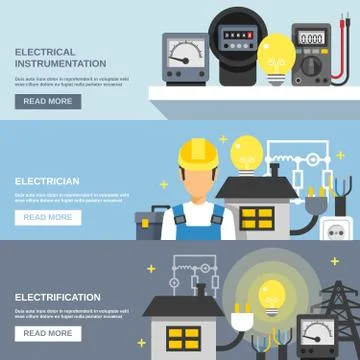 Electricity Banners Set Stock Illustration
