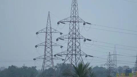 Electricity is being supplied through high-tension line. Stock Footage 343266380