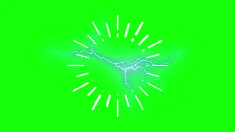 Electricity bursts on green screen with white lines radiating Stock-Footage 337523600