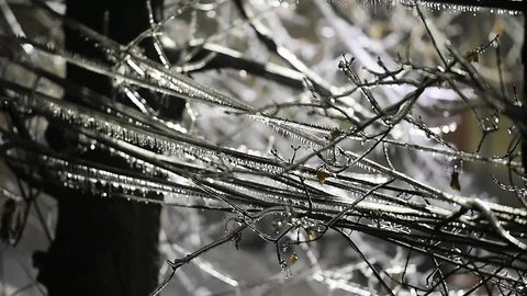 Electricity cables covered in ice after frozen rain phenomenon 스톡 동영상 101921144