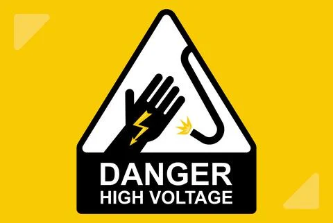 Electricity caution icon. hand conductor with zipper. Stock-Illustration