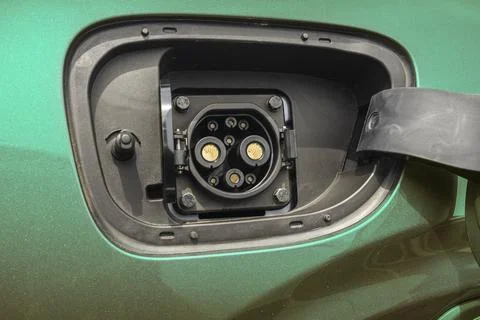 The electricity charging socket with AC and DC type of the ev car, technolo.. Stock Photos