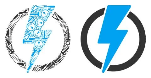 Electricity Collage of Service Tools 스톡 일러스트