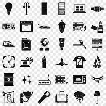 Electricity computer icons set, simple style Stock Illustration