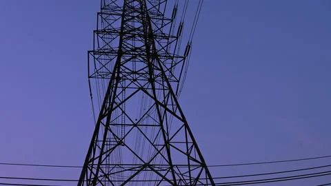 Electricity concept, Close up high voltage power lines station. Video stock 149723260