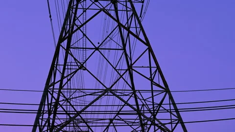 Electricity concept, Close up high voltage power lines station. Video stock 149723262