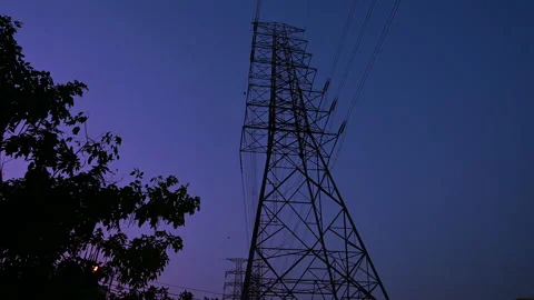 Electricity concept, Close up high voltage power lines station. Stock-Footage 149726329