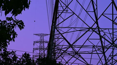 Electricity concept, Close up high voltage power lines station. Video stock 149726546