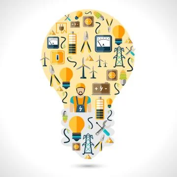 Electricity Concept Flat Stock Illustration