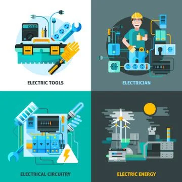 Electricity Concept Icons Set Stock Illustration