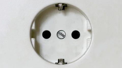 Electricity Concept: White Power Socket, Zoom Out Stock Footage 114659618