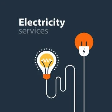 Electricity connection, electrical services and supply, energy saving Illustrazione stock