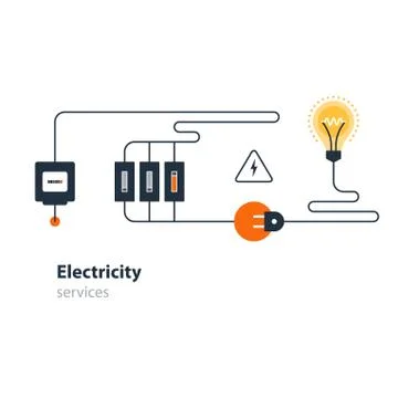 Electricity connection, electrical services and supply, energy saving イラスト素材