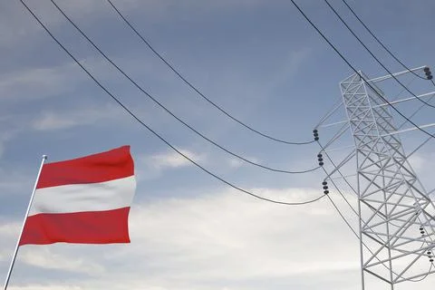 Electricity consumption and production in countries with the flag of Austria 库存插图
