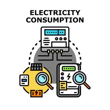 Electricity consumption metering with smart analysis and energy saving Stock Illustration