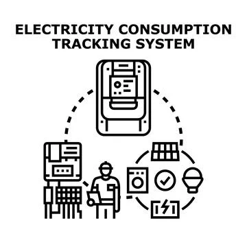 Electricity consumption tracking system tracking energy usage Illustrazione stock