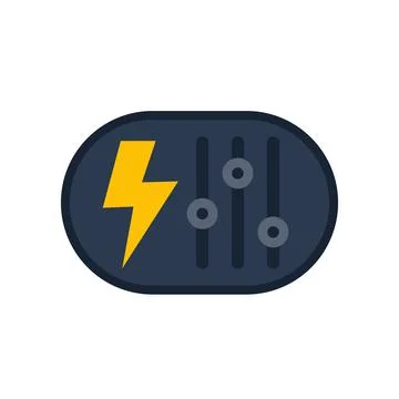 Electricity control panel icon, flat vector Stock Illustration