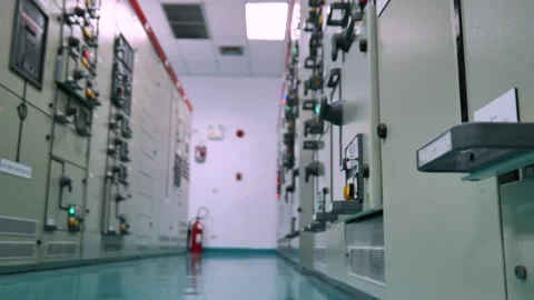Electricity control panel substation, industrial power distribution panel, subst Stock Footage 323102399