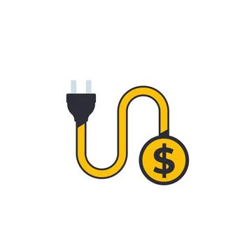 Electricity costs icon, vector Stock Illustration