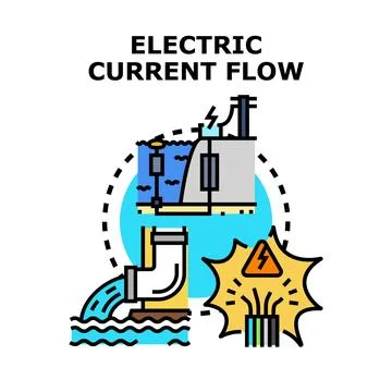 Electricity current flow from hydro power generation Ilustración de archivo