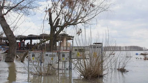 Electricity Danger In The Water Stock Footage 88414356