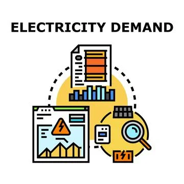 Electricity demand analysis and power consumption monitoring Stock Illustration
