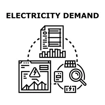 Electricity demand analysis and power consumption monitoring Stock Illustration