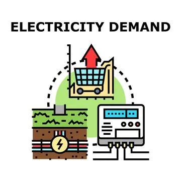 Electricity demand growth indicating power consumption increase Stock Illustration