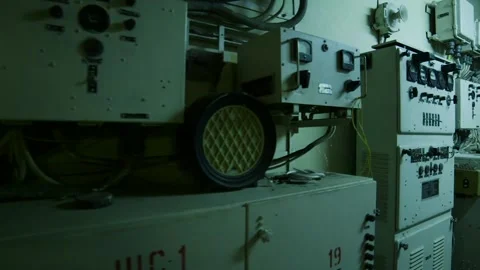 Electricity Devices in Secret Underground Soviet Nuclear War Bunker Stock Footage 293745539